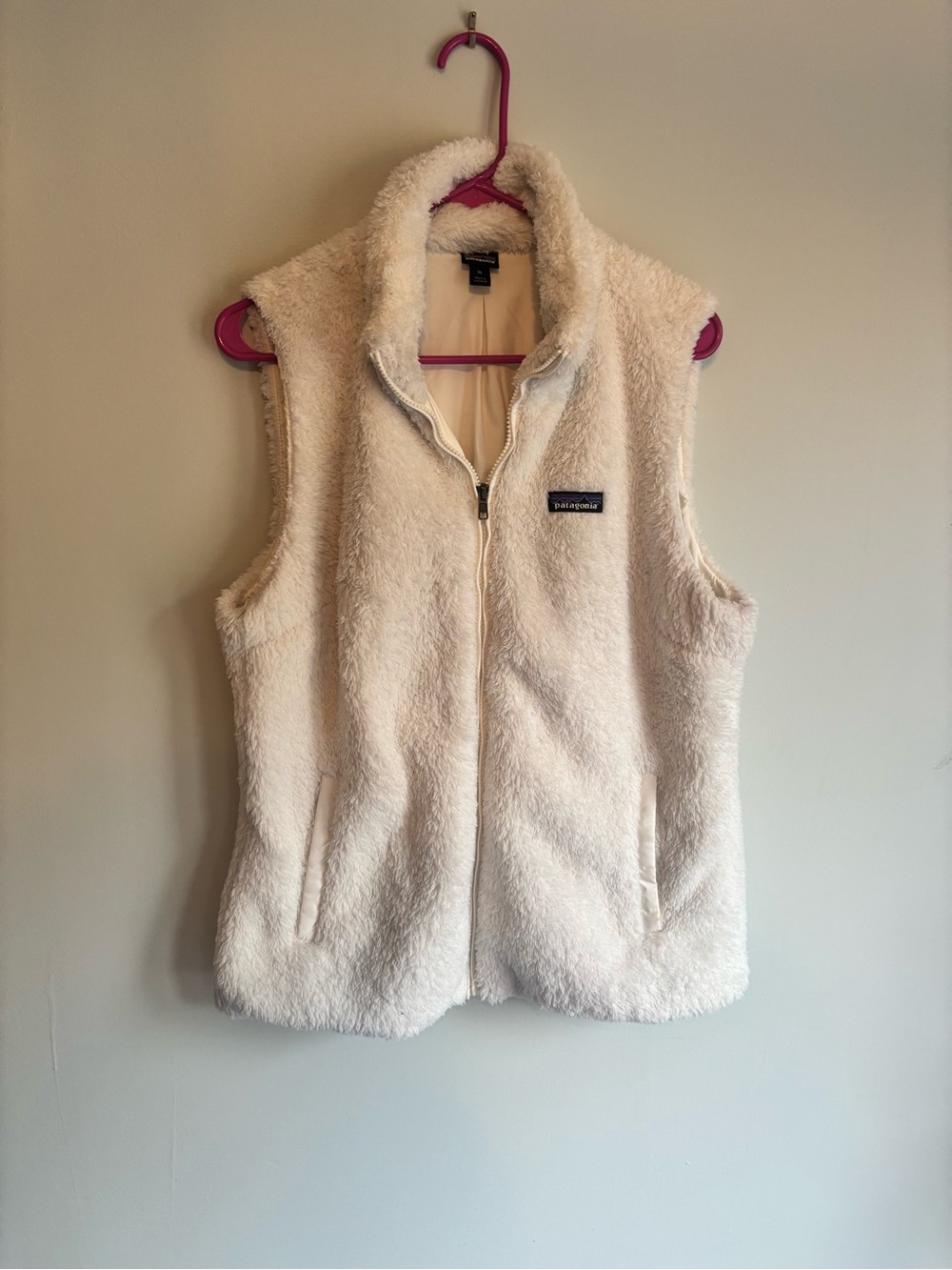 Patagonia Cream Plush Fleece Vest - Zip Front